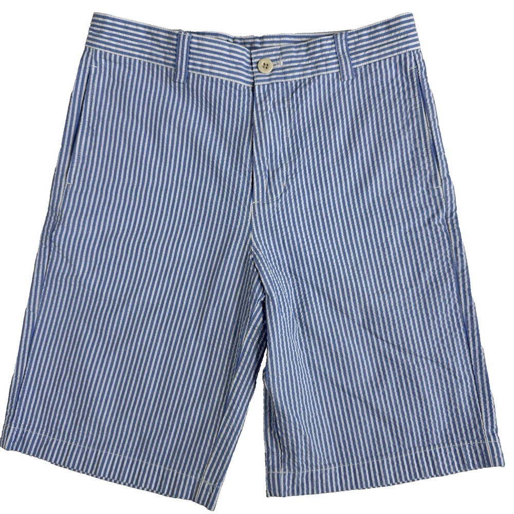 Vineyard Vines Seersucker Shorts Boys Size 12 Blue White Striped Coastal Preppy